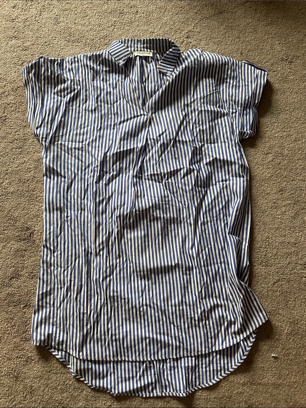 Striped Blue and White womens Short-Sleeve dress/ cover up. Great for the pool!